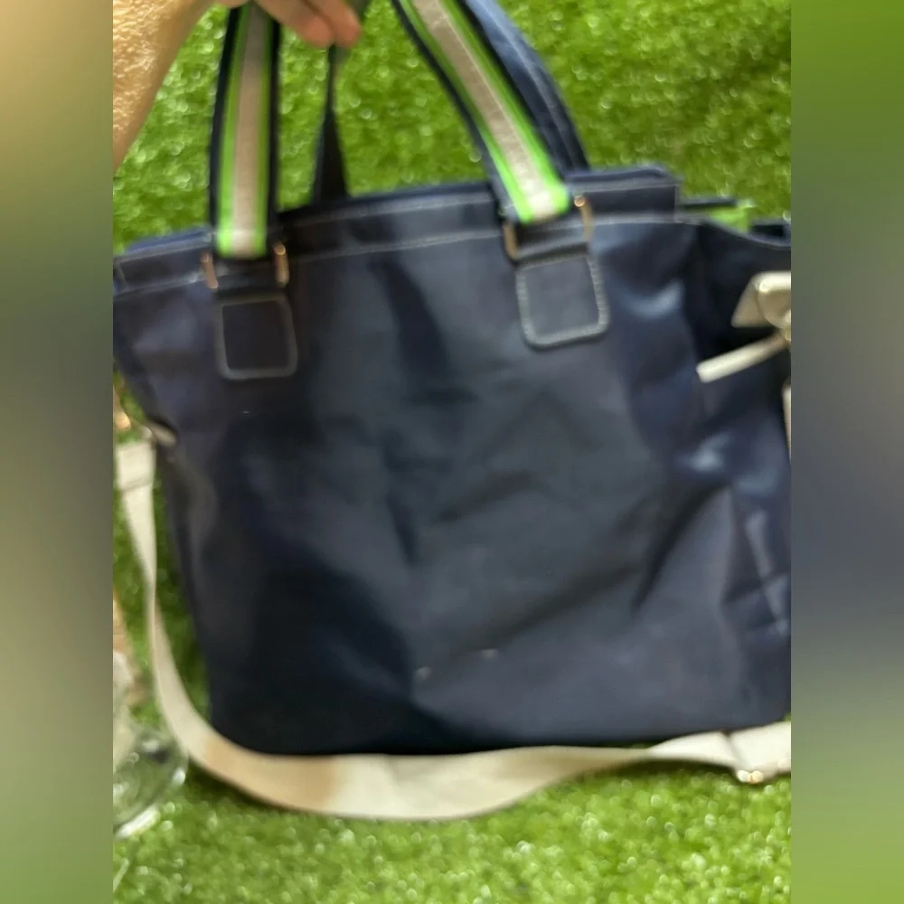Navy Blue “DANSKIN” Tote Bag with Green Accents